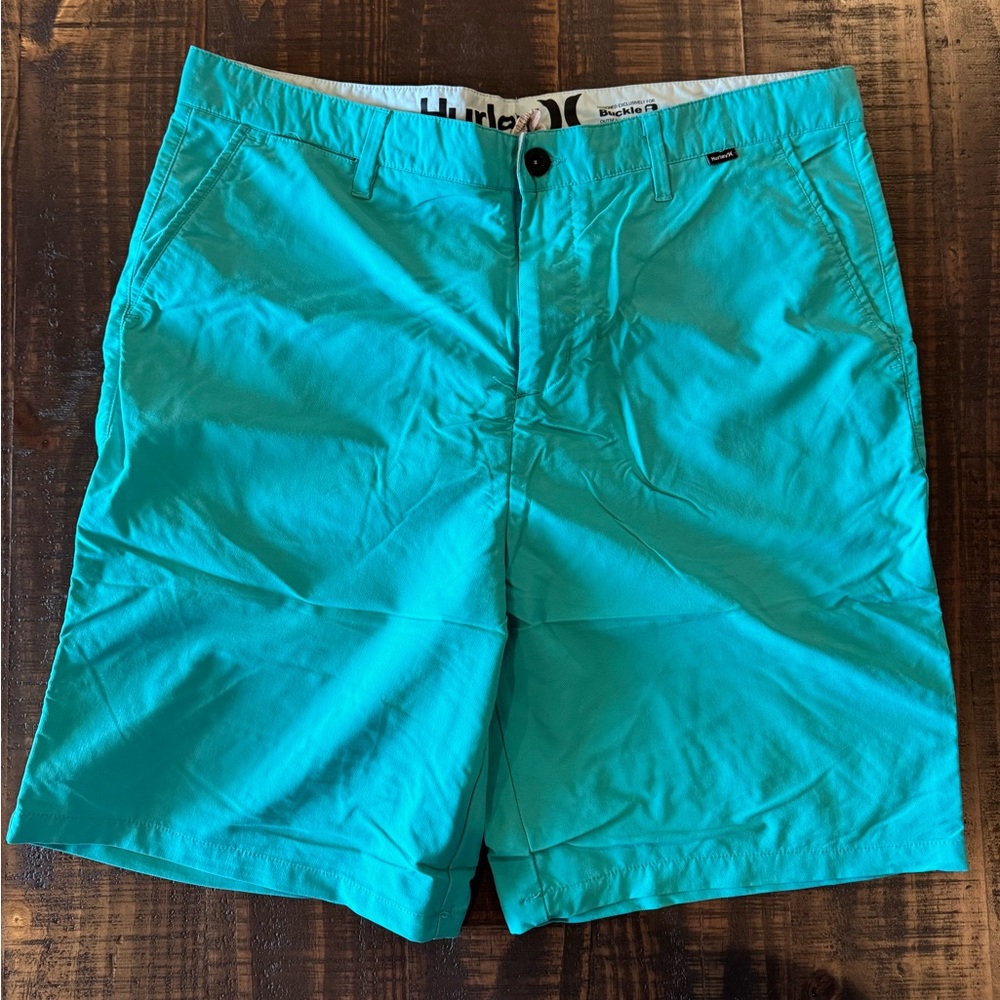Hurley Men's Teal Flat Front Shorts